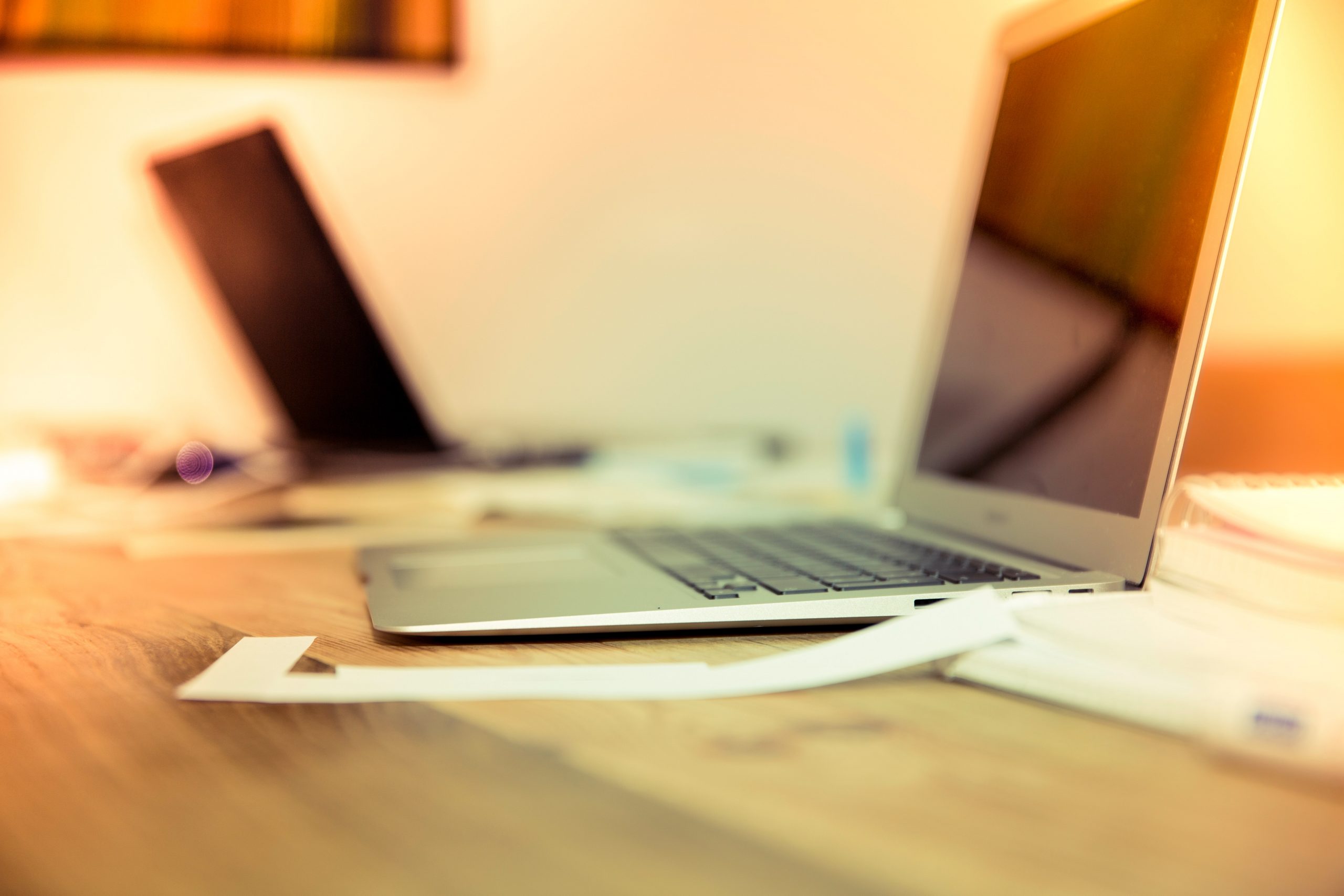 Laptop on the marketer's desk.