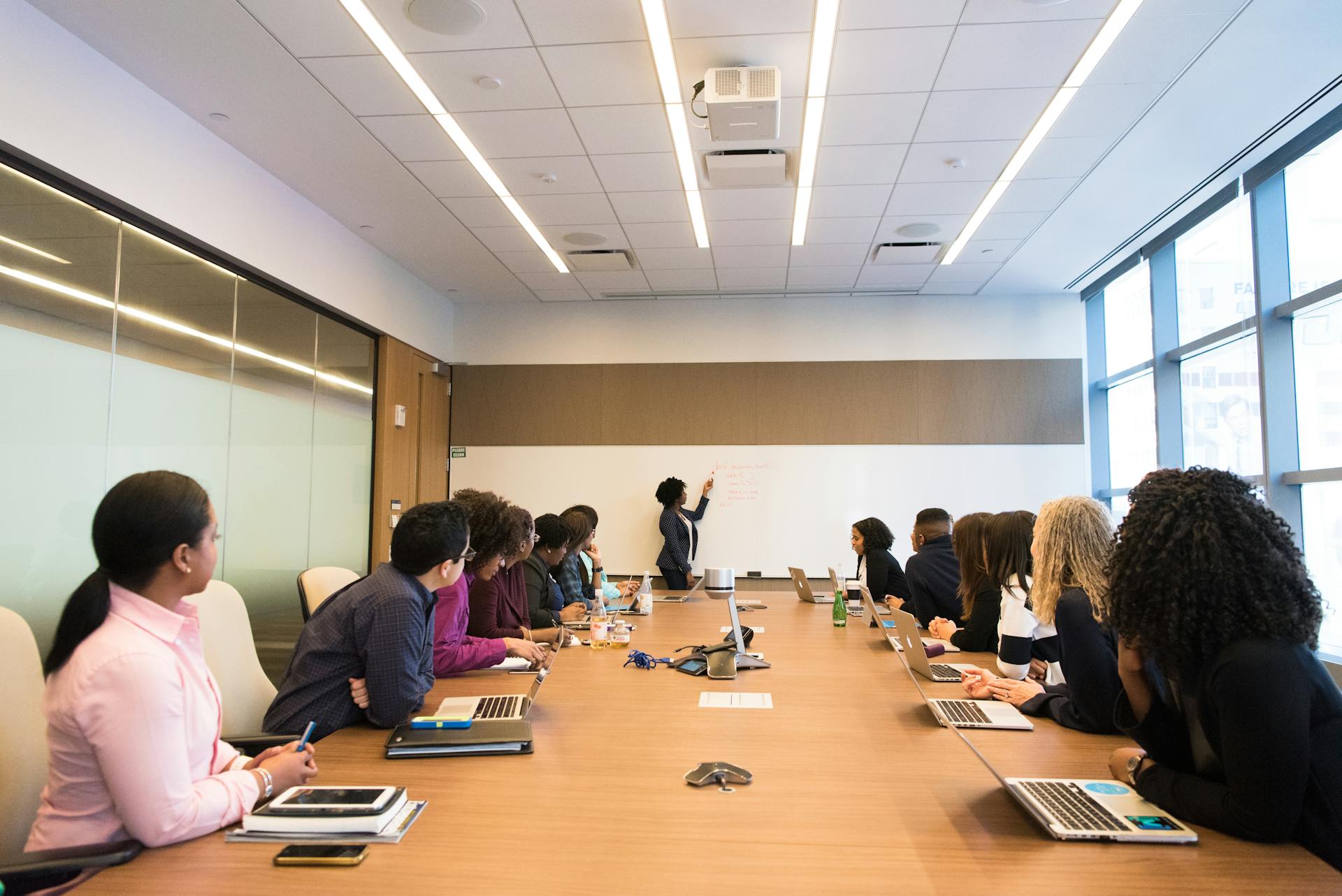 People attending a business meeting.